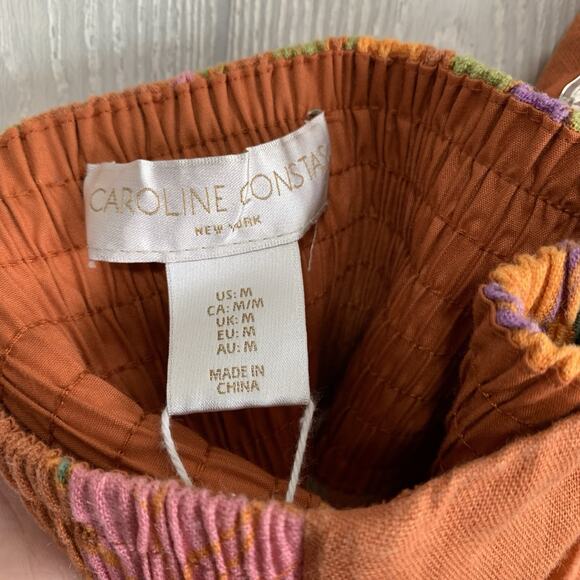 Caroline Constas Orange Floral Halter Dress Linen Blend Size Medium NWT - Picture 8 of 9